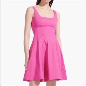 STAUD Wells Mini Dress Hot Pink 6